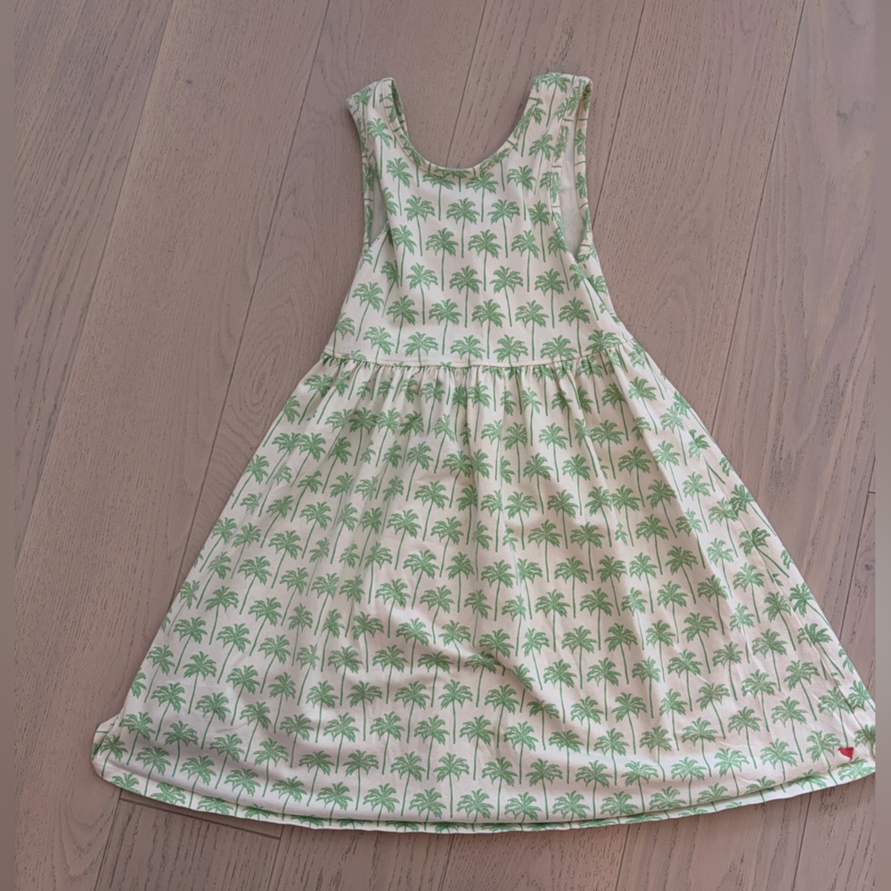 Like New!  PERFECT CONDITION - Pink Chicken Cream Dress with Green Palm Print